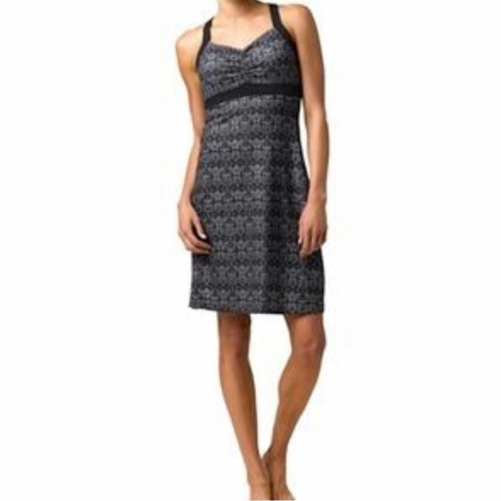 PRANA Womens Amaya Dress in Black and Gray